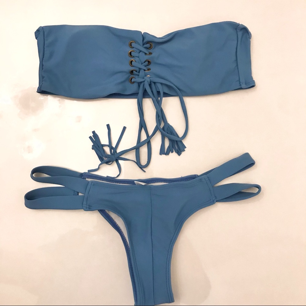 Shein strapless blue bikini